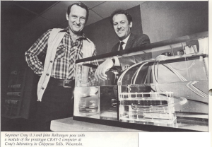 Cray and Rollwagon discuss the Cray-2 Prototype cooling arrangements