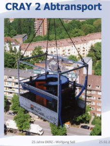 Cray-2 on install hoist at DKRZ